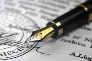 Pen on legal document